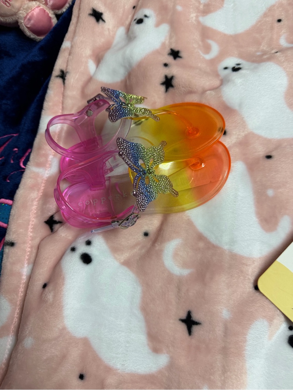 Kids Rainbow Butterfly Jelly Sandals - Pink/Orange